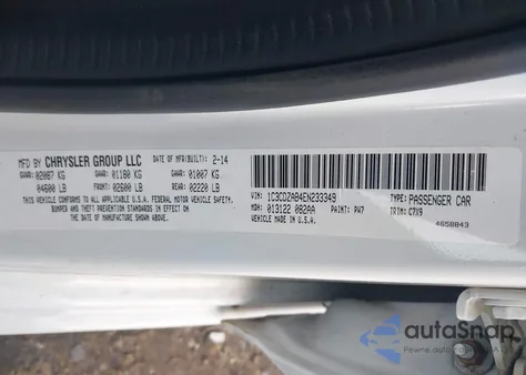 2014 Dodge Avenger Se from USA, damaged, VIN 1C3CDZAB4EN233349